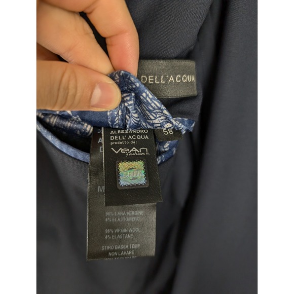Alessandro Dell'Acqua Navy Suit Jacket 53 Wool Stretch 2-Button Blazer Italy - Picture 7 of 11